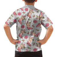 Gray Paniolo Palaka Hawaiian Cowgirl Christmas Kid Hawaiian Shirt LT9 - Polynesian Pride