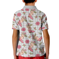 Gray Paniolo Palaka Hawaiian Cowgirl Christmas Kid Polo Shirt LT9 - Polynesian Pride