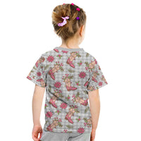 Gray Paniolo Palaka Hawaiian Cowgirl Christmas Kid T Shirt LT9 - Polynesian Pride