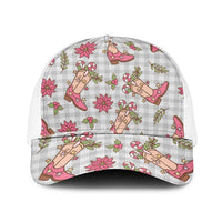 Gray Paniolo Palaka Hawaiian Cowgirl Christmas Mesh Trucker Cap - Polynesian Pride