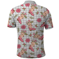Gray Paniolo Palaka Hawaiian Cowgirl Christmas Polo Shirt - Polynesian Pride