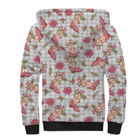 Gray Paniolo Palaka Hawaiian Cowgirl Christmas Sherpa Hoodie - Polynesian Pride