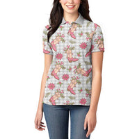Gray Paniolo Palaka Hawaiian Cowgirl Christmas Women Polo Shirt - Polynesian Pride