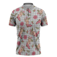 Gray Paniolo Palaka Hawaiian Cowgirl Christmas Zipper Polo Shirt LT9 Gray - Polynesian Pride
