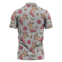 Gray Paniolo Palaka Hawaiian Cowgirl Christmas Zipper Polo Shirt LT9 - Polynesian Pride