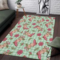 Green Paniolo Palaka Hawaiian Cowgirl Christmas Area Rug - Polynesian Pride