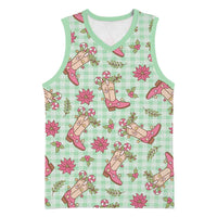 Green Paniolo Palaka Hawaiian Cowgirl Christmas Basketball Jersey - Polynesian Pride