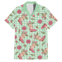 Green Paniolo Palaka Hawaiian Cowgirl Christmas Family Matching Long Sleeve Bodycon Dress and Hawaiian Shirt LT9 Dad's Shirt - Short Sleeve Green - Polynesian Pride