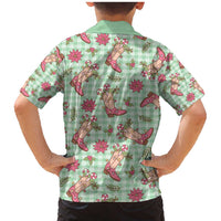 Green Paniolo Palaka Hawaiian Cowgirl Christmas Family Matching Mermaid Dress and Hawaiian Shirt LT9 - Polynesian Pride