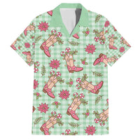 Green Paniolo Palaka Hawaiian Cowgirl Christmas Family Matching Off Shoulder Maxi Dress and Hawaiian Shirt LT9 Dad's Shirt - Short Sleeve Green - Polynesian Pride