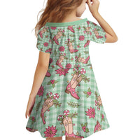 Green Paniolo Palaka Hawaiian Cowgirl Christmas Family Matching Off Shoulder Short Dress and Hawaiian Shirt LT9 - Polynesian Pride