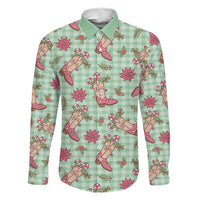 Green Paniolo Palaka Hawaiian Cowgirl Christmas Family Matching Short Sleeve Bodycon Dress and Hawaiian Shirt LT9 Dad's Shirt - Long Sleeve Green - Polynesian Pride