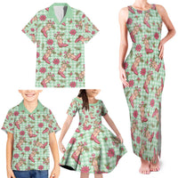 Green Paniolo Palaka Hawaiian Cowgirl Christmas Family Matching Tank Maxi Dress and Hawaiian Shirt LT9 - Polynesian Pride