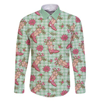 Green Paniolo Palaka Hawaiian Cowgirl Christmas Family Matching Tank Maxi Dress and Hawaiian Shirt LT9 Dad's Shirt - Long Sleeve Green - Polynesian Pride