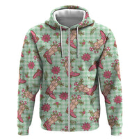 Green Paniolo Palaka Hawaiian Cowgirl Christmas Hoodie - Polynesian Pride