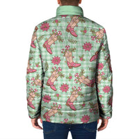 Green Paniolo Palaka Hawaiian Cowgirl Christmas Padded Jacket - Polynesian Pride