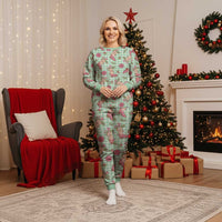 Green Paniolo Palaka Hawaiian Cowgirl Christmas Pajama Set - Polynesian Pride