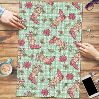 Green Paniolo Palaka Hawaiian Cowgirl Christmas Puzzle - Polynesian Pride