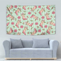 Green Paniolo Palaka Hawaiian Cowgirl Christmas Tapestry - Polynesian Pride