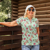 Green Paniolo Palaka Hawaiian Cowgirl Christmas Women Polo Shirt - Polynesian Pride