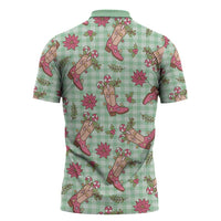 Green Paniolo Palaka Hawaiian Cowgirl Christmas Zipper Polo Shirt LT9 - Polynesian Pride