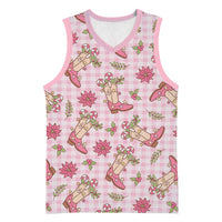 Pink Paniolo Palaka Hawaiian Cowgirl Christmas Basketball Jersey - Polynesian Pride