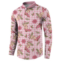 Pink Paniolo Palaka Hawaiian Cowgirl Christmas Button Sweatshirt - Polynesian Pride