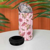 Pink Paniolo Palaka Hawaiian Cowgirl Christmas 4 in 1 Can Cooler Tumbler - Polynesian Pride