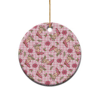 Pink Paniolo Palaka Hawaiian Cowgirl Christmas Ceramic Ornament - Polynesian Pride