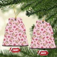 Pink Paniolo Palaka Hawaiian Cowgirl Christmas Ceramic Ornament - Polynesian Pride