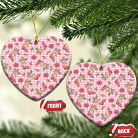 Pink Paniolo Palaka Hawaiian Cowgirl Christmas Ceramic Ornament - Polynesian Pride