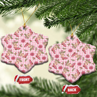 Pink Paniolo Palaka Hawaiian Cowgirl Christmas Ceramic Ornament - Polynesian Pride