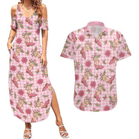 Pink Paniolo Palaka Hawaiian Cowgirl Christmas Couples Matching Summer Maxi Dress and Hawaiian Shirt LT9 Pink - Polynesian Pride