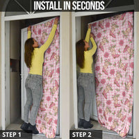 Pink Paniolo Palaka Hawaiian Cowgirl Christmas Door Cover - Polynesian Pride