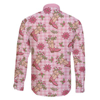 Pink Paniolo Palaka Hawaiian Cowgirl Christmas Family Matching Off Shoulder Maxi Dress and Hawaiian Shirt LT9 - Polynesian Pride