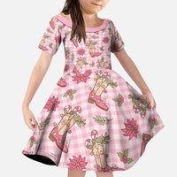 Pink Paniolo Palaka Hawaiian Cowgirl Christmas Family Matching Summer Maxi Dress and Hawaiian Shirt LT9 Daughter's Dress Pink - Polynesian Pride