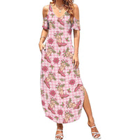 Pink Paniolo Palaka Hawaiian Cowgirl Christmas Family Matching Summer Maxi Dress and Hawaiian Shirt LT9 Mom's Dress Pink - Polynesian Pride