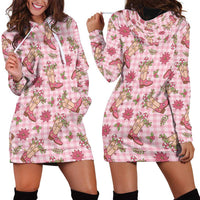 Pink Paniolo Palaka Hawaiian Cowgirl Christmas Hoodie Dress - Polynesian Pride