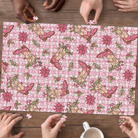 Pink Paniolo Palaka Hawaiian Cowgirl Christmas Puzzle - Polynesian Pride