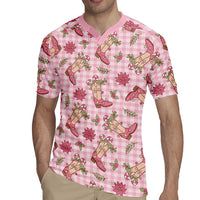 Pink Paniolo Palaka Hawaiian Cowgirl Christmas Rugby Jersey - Polynesian Pride