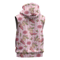 Pink Paniolo Palaka Hawaiian Cowgirl Christmas Sleeveless Zip Hoodie LT9 - Polynesian Pride