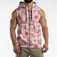 Pink Paniolo Palaka Hawaiian Cowgirl Christmas Sleeveless Zip Hoodie - Polynesian Pride