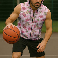 Pink Paniolo Palaka Hawaiian Cowgirl Christmas Sleeveless Zip Hoodie LT9 - Polynesian Pride