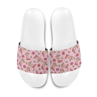 Pink Paniolo Palaka Hawaiian Cowgirl Christmas Slide Sandals - Polynesian Pride