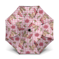 Pink Paniolo Palaka Hawaiian Cowgirl Christmas Umbrella - Polynesian Pride