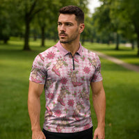Pink Paniolo Palaka Hawaiian Cowgirl Christmas Zipper Polo Shirt LT9 - Polynesian Pride