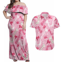 Paniolo Palaka Hawaiian Cowgirl Couples Matching Off Shoulder Maxi Dress and Hawaiian Shirt - Polynesian Pride
