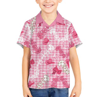 Paniolo Palaka Hawaiian Cowgirl Family Matching Off The Shoulder Long Sleeve Dress and Hawaiian Shirt LT9 Son's Shirt Pink - Polynesian Pride