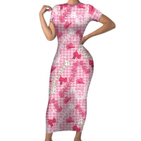 Paniolo Palaka Hawaiian Cowgirl Family Matching Short Sleeve Bodycon Dress and Hawaiian Shirt LT9 Mom's Dress Pink - Polynesian Pride