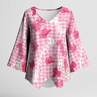 Paniolo Palaka Hawaiian Cowgirl Kimono Sleeve Blouse - Polynesian Pride